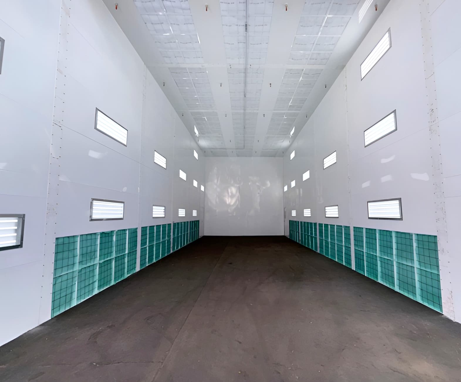 A large equipment spray booth during installation