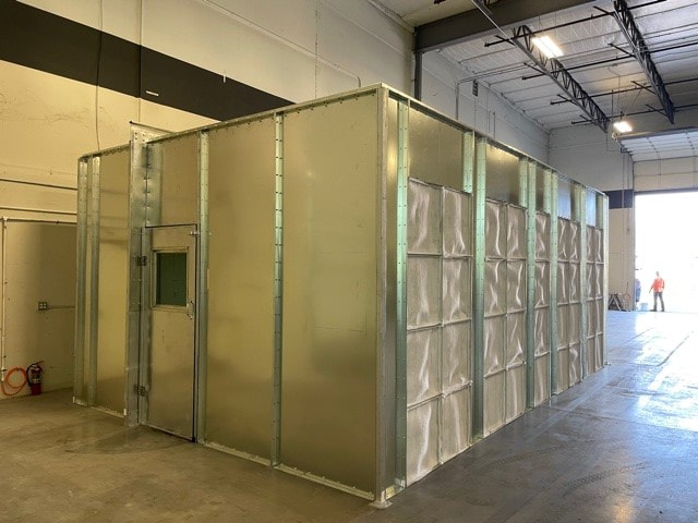Review of cross flow spray booth. 