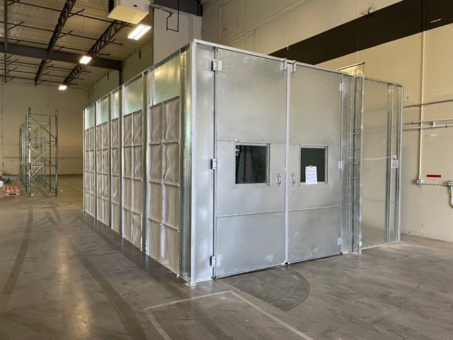 Completed reverse flow commercial spray booth.