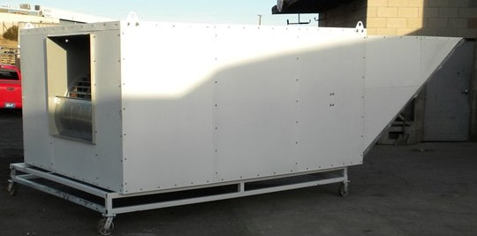 Exterior heating and ventilation system for paint booths.