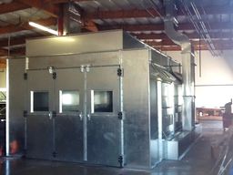 Filtration system on a side down draft spray booth.