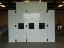 Front view of side down draft spray booth.